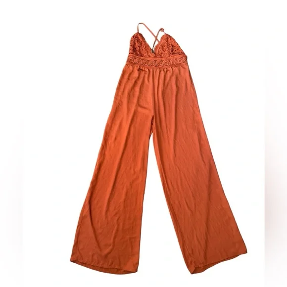 Gorgeous Blashe Orange Wide Leg Open Back Jumpsuit - Picture 10 of 12